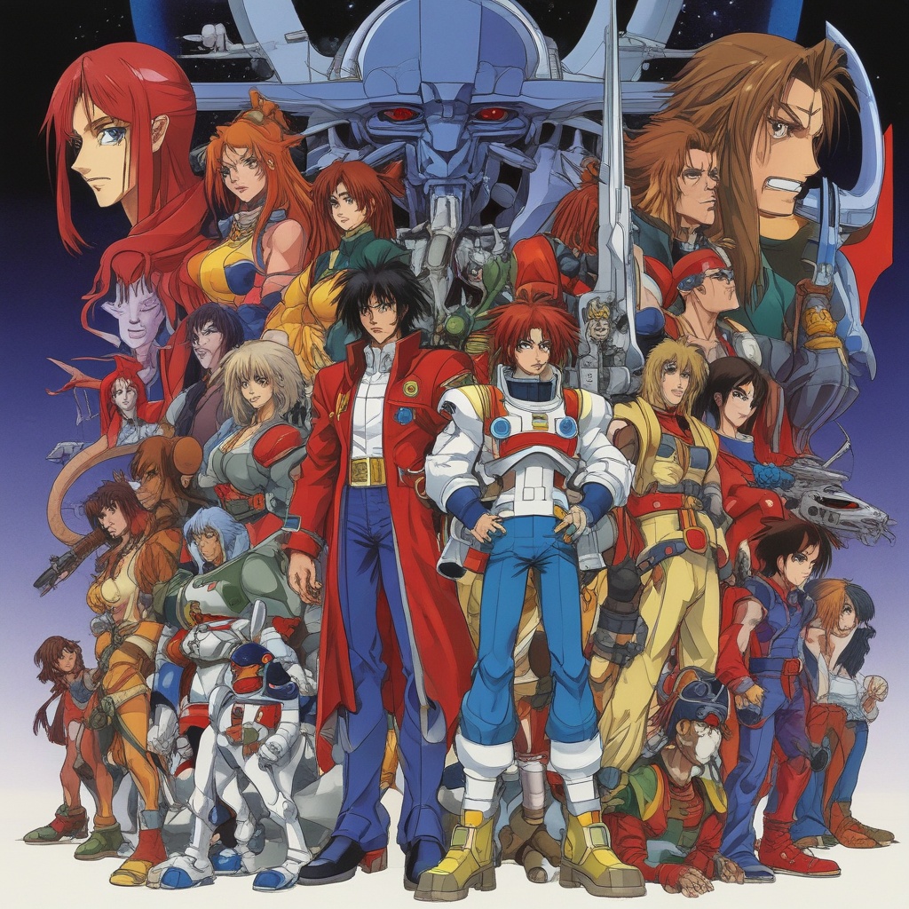 Outlaw Star anime poster showing characters and various scenes